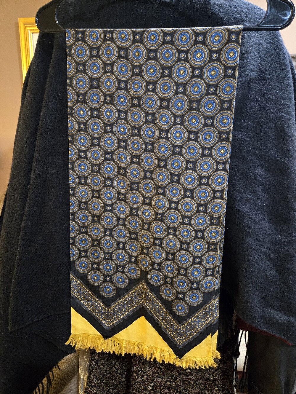Black & Yellow Patterned Silk Scarf
